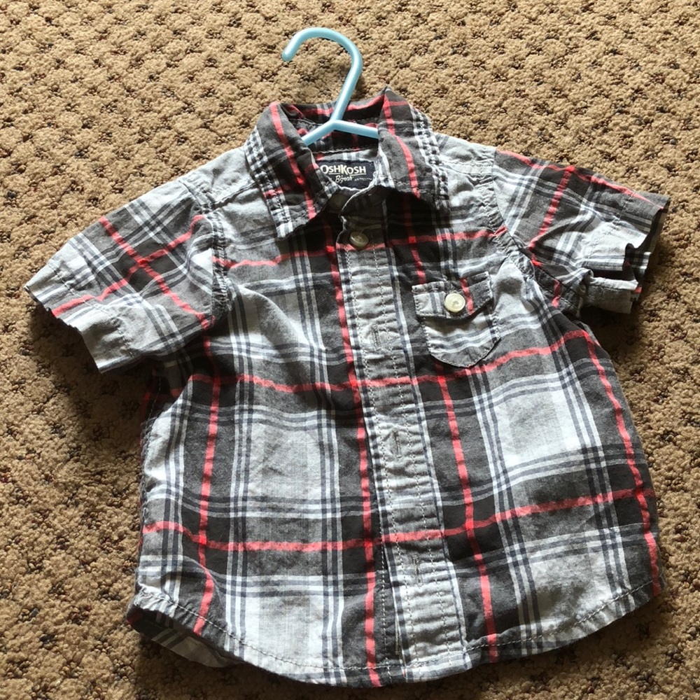 🤩 Oshkosh plaid button up boys shirt